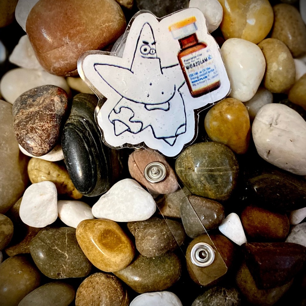 Patrick Star Nurse Badge Reel - White & Brown